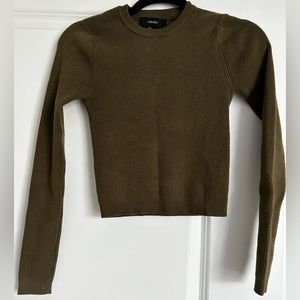 Olive Forever21 ribbed long crop sweater size shown L